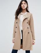 Brave Soul Belted Trench Coat - Tan