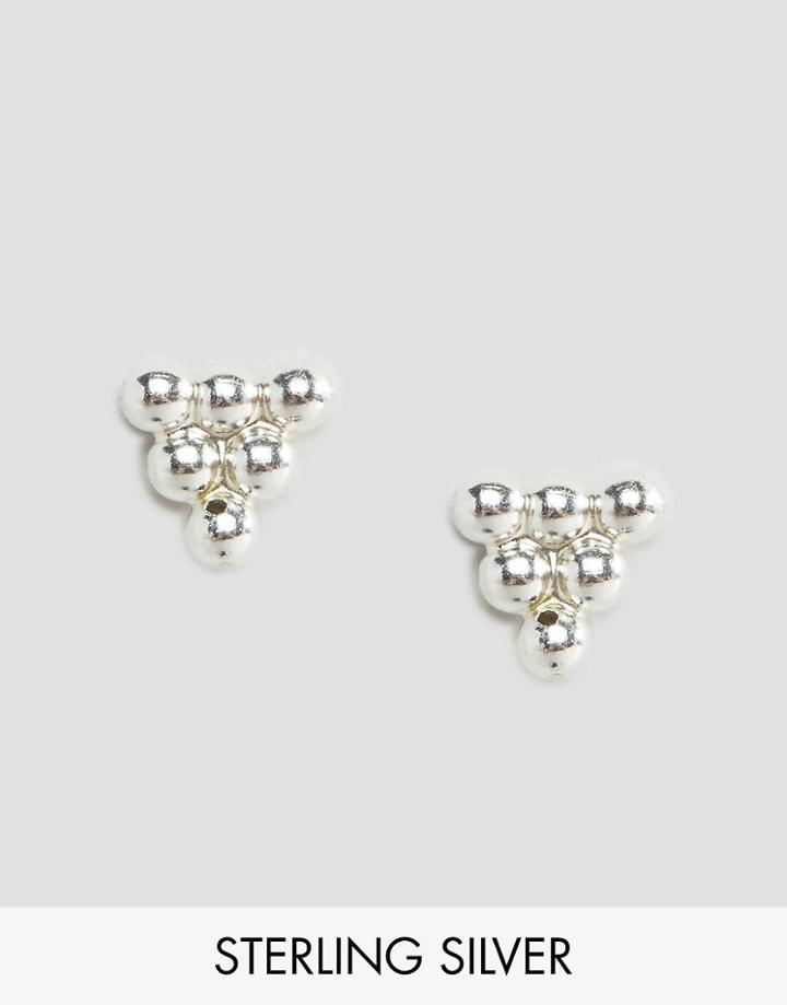 Fashionology Sterling Silver Triangle Dot Detail Earrings - Silver