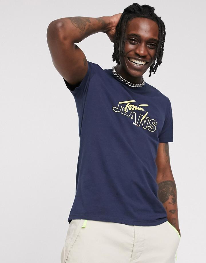 Tommy Jeans T-shirt In Navy With Chest Signature Logo