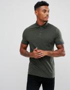 Asos Muscle Polo With Polka Dot Print - Green