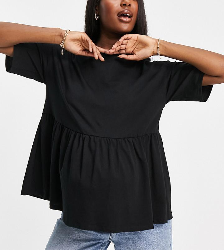 Asos Design Maternity Casual Smock Top-black