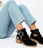 Asos Design Wide Fit Blair Leather Cut Out Ankle Boots - Black