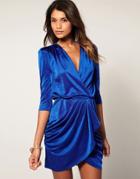 Asos Wrap Dress In Metallic - Copper