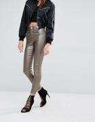 Missguided Vice Metallic High Rise Skinny Jean - Gold