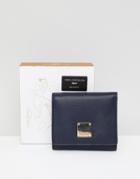 Paul Costelloe Real Leather Mini Fold Over Hardware Purse - Navy