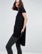 Only Jewel Long Slit Tee - Black