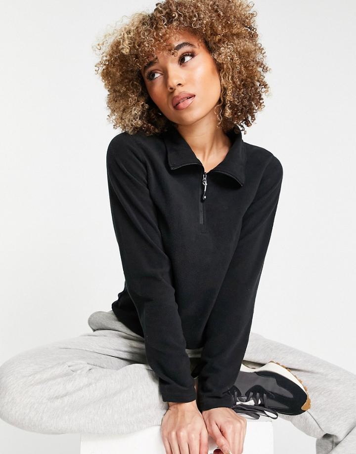 Surfanic Warm Microfleece Zip Neck Top In Black