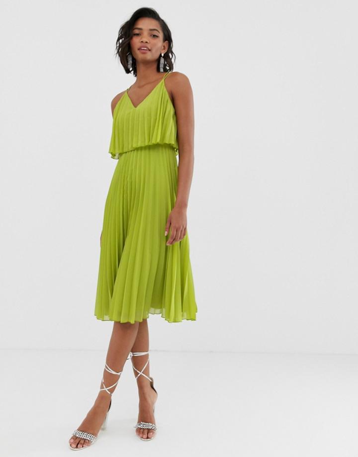 Asos Design Pleated Crop Top Midi Dress