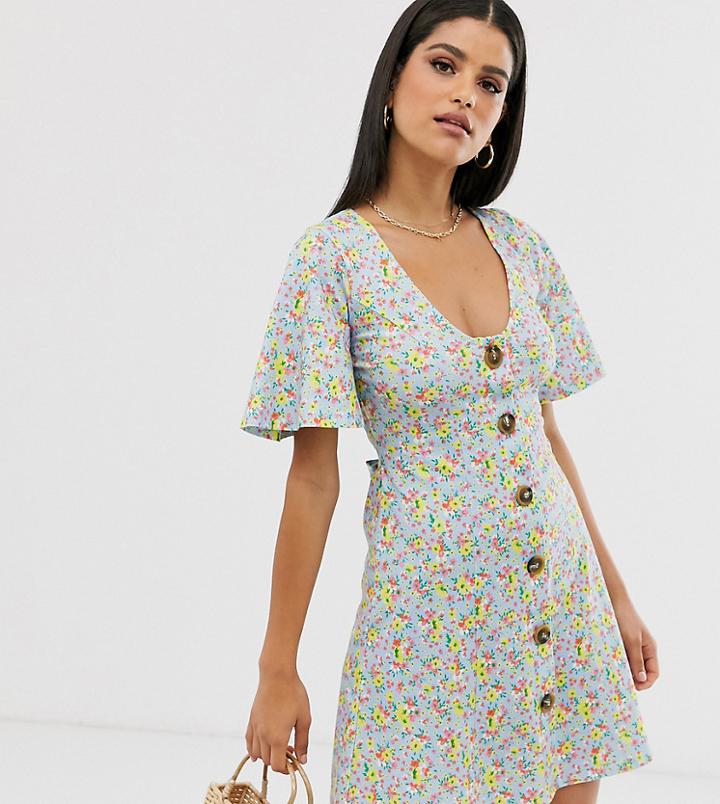 Asos Design Tall Mini Tea Dress In Ditsy Print-multi