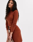 Asos Design Rib Two-piece Sweater With Cross Back Detail-brown
