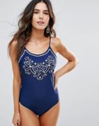 Little White Lies Embroidered Swimsuit - Navy