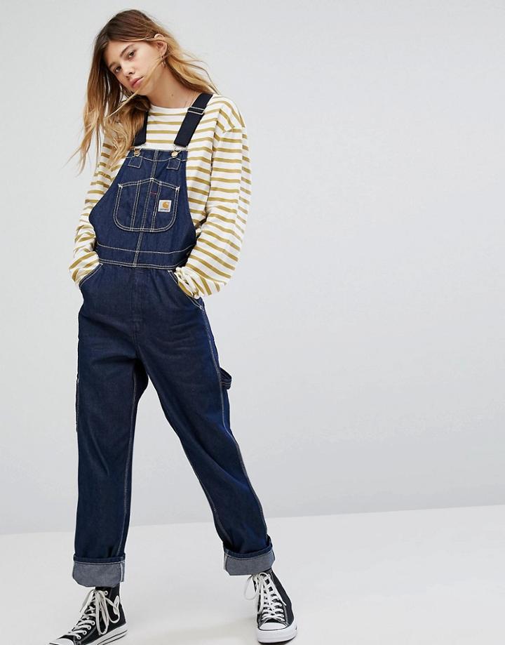 Carhartt Wip Oversized Overalls In Denim With Contrast Straps - Blue