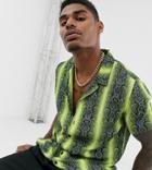 Mauvais Revere Shirt In Neon Snake Print Reg Fit - Green