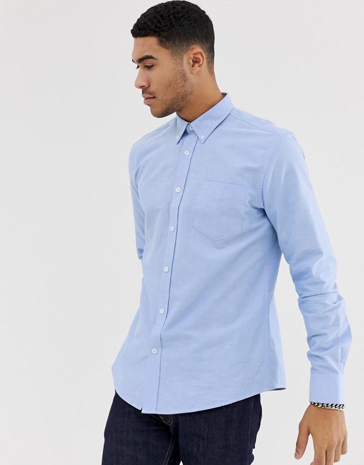 Ben Sherman Long Sleeve Slim Fit Oxford Shirt - Blue