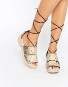 Asos Ticker Tie Leg Espadrille - Natural Snake