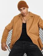 Only & Sons Oversized Cord Shirt With Revere Collar In Beige-neutral