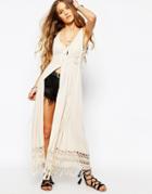 Kiss The Sky Never Mind Maxi Tea Dress With Button Through - Cream