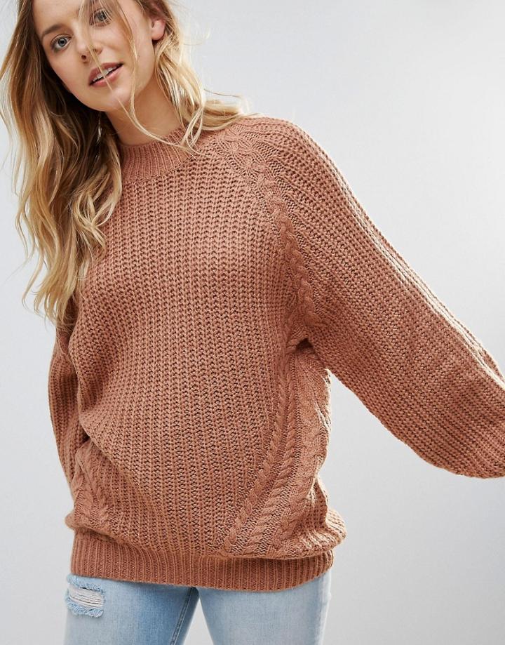 Brave Soul Fez Loose Fit Sweater - Brown