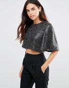Tfnc Snake Print Crop Top - Black