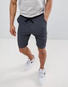 Asos Design Skinny Shorts In Waffle With Contrast Waistband - Gray