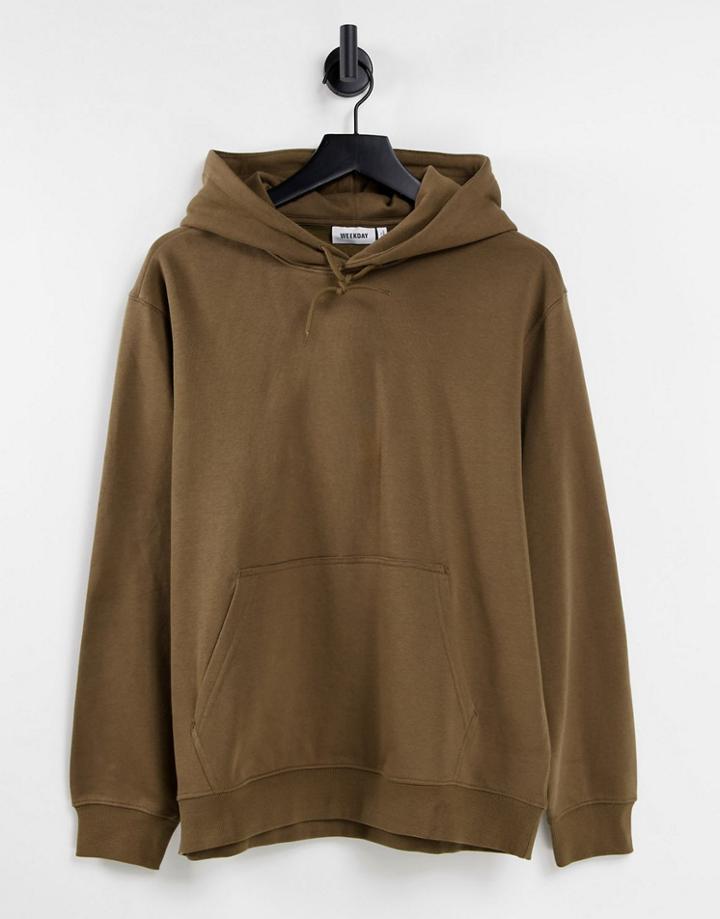 Weekday Standard Hoodie In Brown