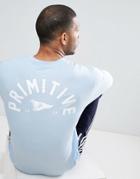 Primitive Skateboarding Long Sleeve T-shirt With Pennant Back Print In Blue - Blue