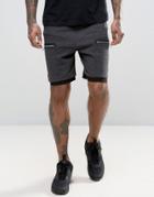 Asos Skinny Shorts With Double Layer And Zip Pockets - Gray