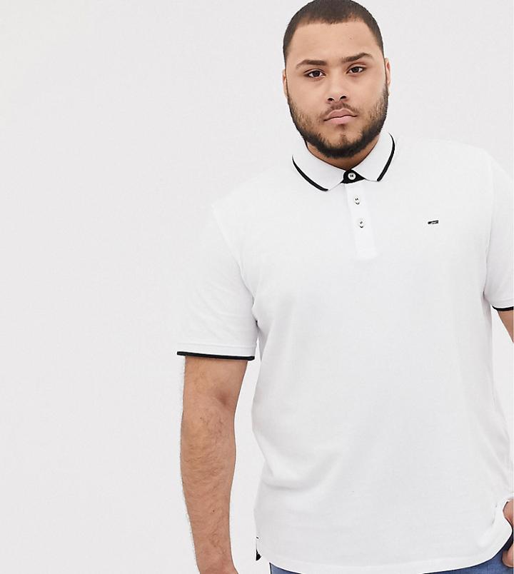 Jack & Jones Essentials Plus Size Polo In White - White