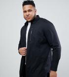 Asos Design Plus Longline Shirt With Taped Zips - Black