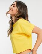 Asos Design Cropped T-shirt With Roll Sleeve In Yellow
