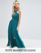 Little Mistress Petite Maxi Dress With Embellished Strap - Blue