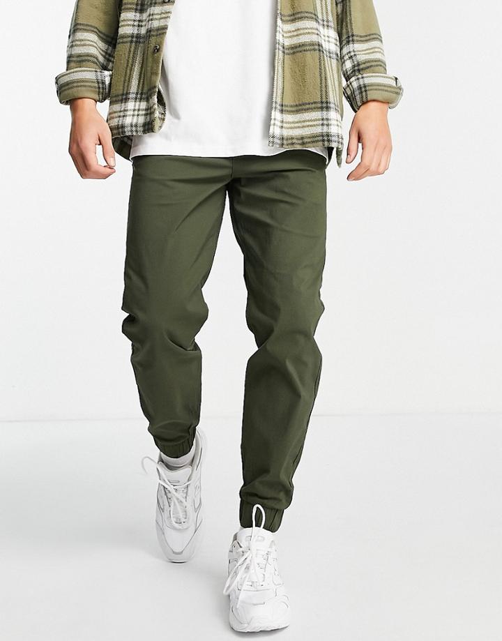 Selected Homme Cotton Blend Ripstop Trousers With Cuff In Khaki - Khaki-green