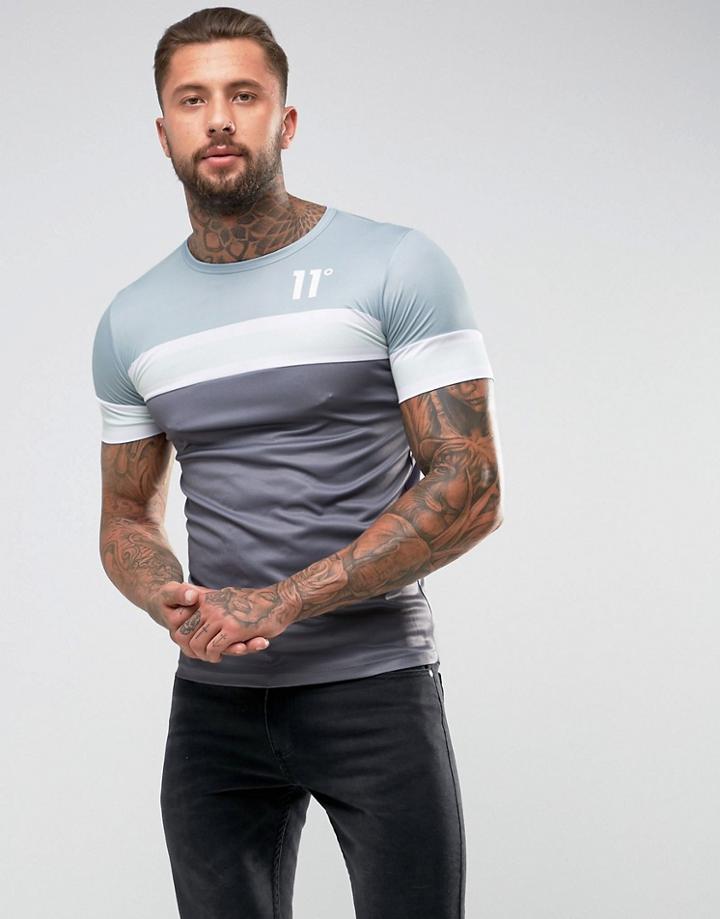 11 Degrees T-shirt In Gray With Teal Panel - Gray