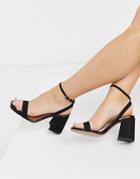 Asos Design Hudson Barely There Block Heeled Sandals In Black