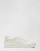 Miss Selfridge Chunky Sneakers In White Croc
