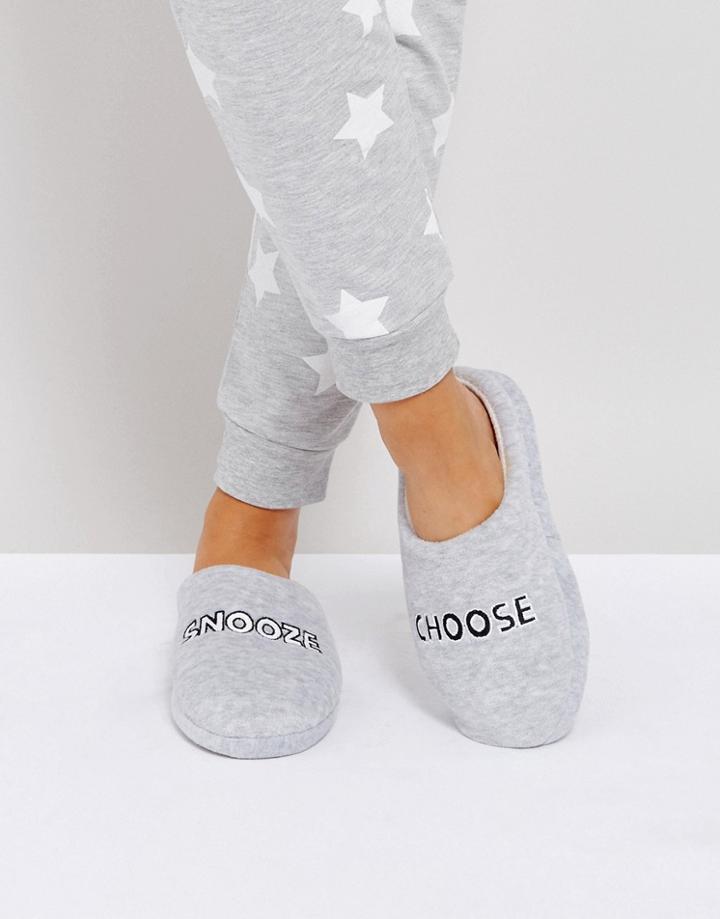 Asos Nap Time Slogan Slippers - Gray