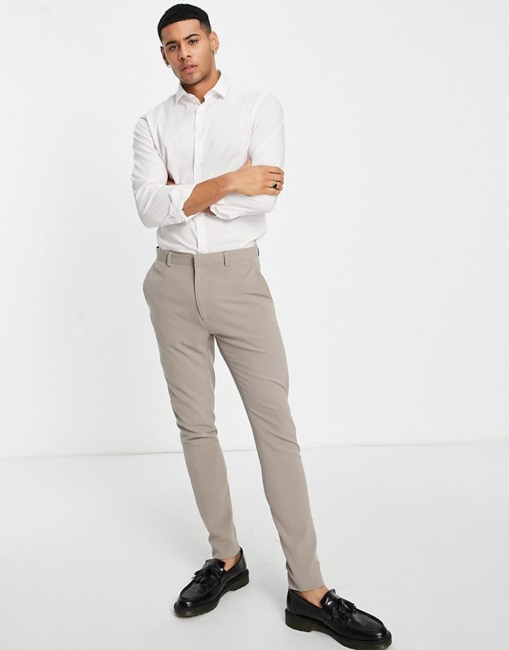 Asos Design Super Skinny Suit Pants In Mushroom-brown