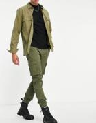 Only & Sons Slim Fit Cargo Pants With Cuffed Bottom In Khaki-green