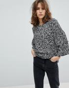 Moss Copenhagen Animal Print Blouse - Black