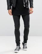Asos Extreme Super Skinny Jeans In Leather Look Black - Black