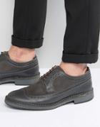 Selected Homme Ronald Leather Brogue Shoes - Gray