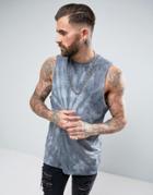 Asos Sleeveless T-shirt With Dropped Armhole With Spiral Tie-dye - Gray