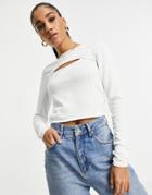 4th & Reckless Knit Cut Out Detail Sweater In Cream-white