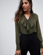 Y.a.s Bailey Ruffle Front Blouse - Green