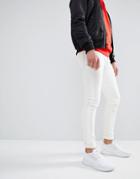 Asos Super Skinny Jeans In Ecru With Side Stripe - White