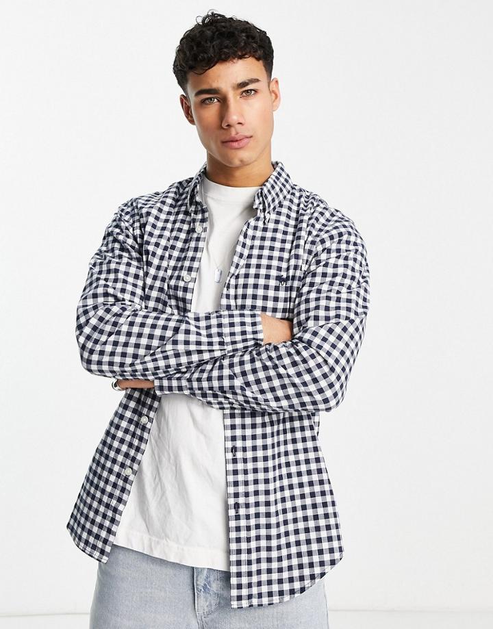 Abercombie & Fitch Poplin Shirt In Navy Gingham