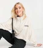 Quiksilver Logo 1/4 Zip Cropped Fleece In Beige Exclusive At Asos-neutral