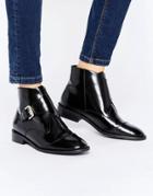 Office Anthem Buckle Strap Leather Ankle Boots - Black