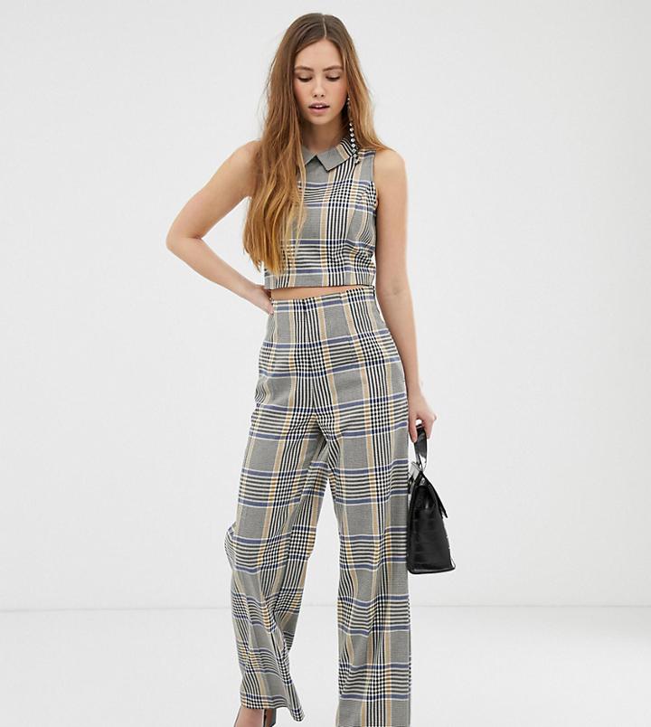 Miss Selfridge Wide Leg Pants In Check-multi