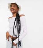 Pieces Tall Bardot Top In Lilac Stripe-multi